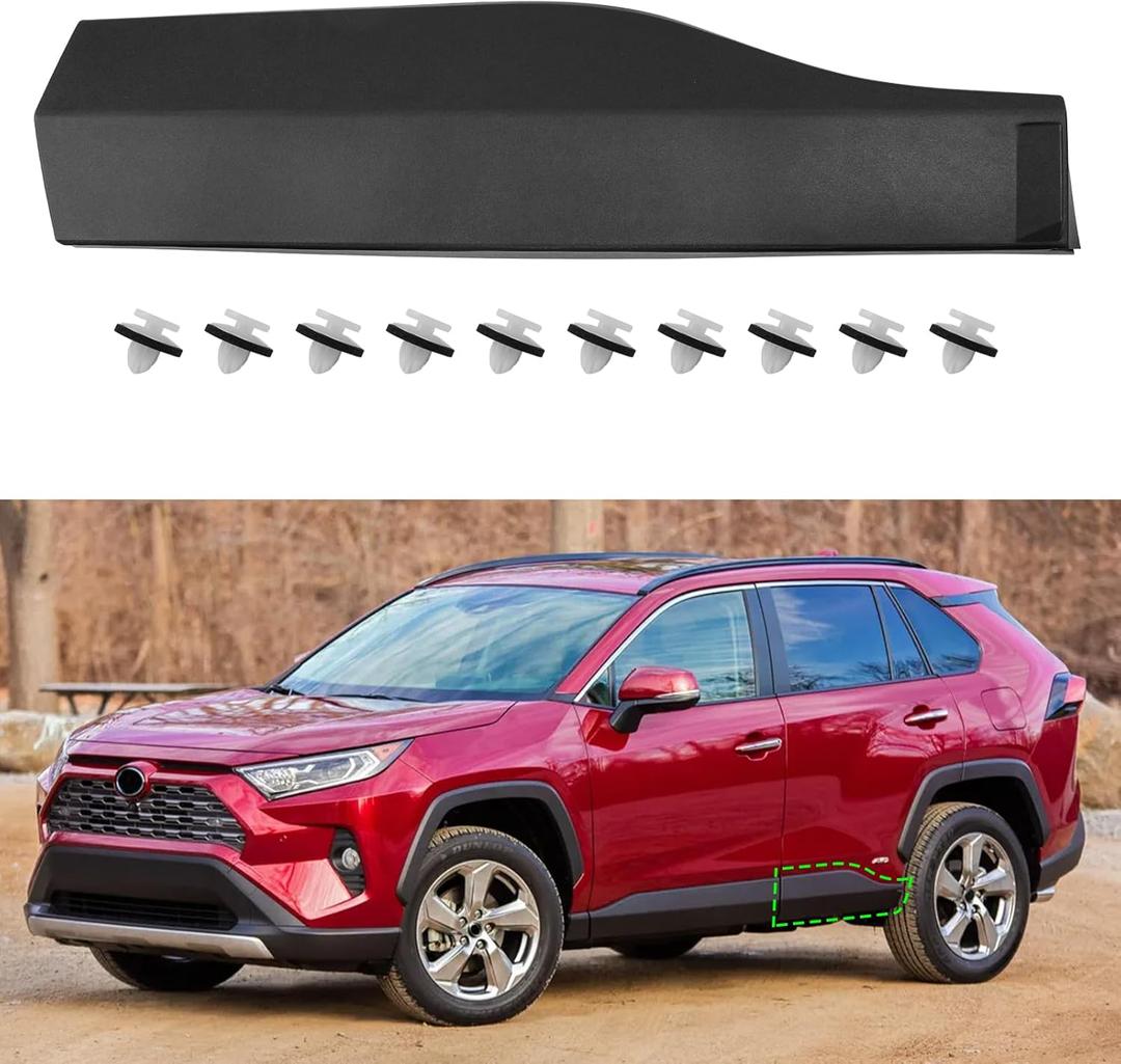 Compatible with Toyota Rav4 Door Lower Molding Trim 2019-2022,RAV4 Door Trim Molding Replacement W/Retainer Clips for Rear Left Driver Side,Black,75078-0R100