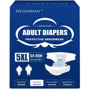Bariatric Adult Diapers 5XL Women&Men of Deodorization,Medical Waist 64-85IN 8 PCS/Box,Absorb Effectively Disposable Underwear with Tabs,Fixed Firmly Incontinence Underwear Advanced Technology DU001