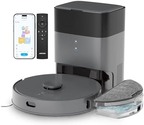 AIRROBO T25+ Robot Vacuum and Mop Combo,5500Pa Powerful Suction, Self-Emptying, 60-Day Capacity, 240 Mins, Smart APP Control, Multi-Floor Mapping，Perfect for Hard Floors, Carpets, and Pet Hair