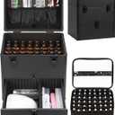 Professional Nail Polish Organizer & Storage Case, Double Layer Travel Nail Supplies Container Holds 96 Bottles & Full Size Nail Lamp, Multi-functional Aluminum Box for Nail Tech, Tattoo & Makeup