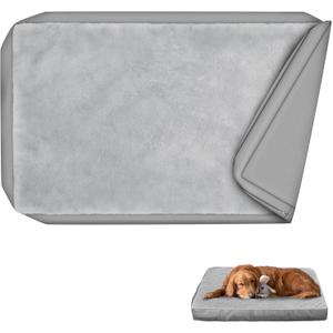 Explore Land Waterproof Dog Bed Cover Machine Washable Fluffy Dog Bed Replacement Cover for 30 Inch Crate, 30Lx20Wx3.5H inch, Gray