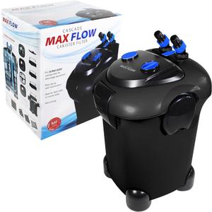 Penn-Plax Cascade Max Flow Canister Filter - 820 GPH Aquarium Filter for Tanks Up to 250+ Gallons - 360 Degree Flow Valves, Poly Fiber Pads and Bio-Sponge - Fresh & Saltwater - 16.6 x 15 x 23.6 in