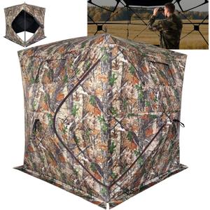 Hunting Blind 360 Degree See Through Ground Blind, 2/ 3 Person Pop Up Deer Blind with Carrying Bag, Portable Resilient Hunting Tent(360°)