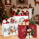 DECHISY 12 Pack Extra Large Christmas Gift Bags Bulk with Handles, Reusable Christmas Tote Bags for Wrapping Present, Heavy Duty, Shopping 17 x 13 x 7 Inches (Red)