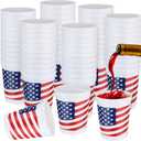 Sabary 32 Pcs Patriotic Plastic Cup 4 of July Star Drinking Cup for Labor Day Red White and Blue Tumbler for Independence Party Supplies Home Decoration Memorial Present(American Flag)