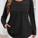 ZESICA Women's Fashion Long Sleeve Shirts 2025 Dressy Casual Blouses Trendy Pleated Tunic Tops (XL)