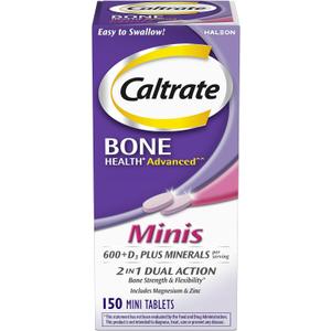 Caltrate Minis 600 Plus D3 Vitamin D and Calcium Supplement Tablets, 150 Ct (EXP 04/01/28)