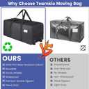 Heavy Duty Moving Bags with Wheels, 2-Pack 92L Foldable Rolling Duffle Bag | Extra Large Duffle Bag for Travel, Waterproof, Oxford, College Dorm Moving Bags, Packing Bags for Moving/Traveling/Camping