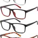 4 Pack Reading Glasses Men Readers Anti Blue Light UV400 Computer Eyeglasses With Spring Hinge Comfy Fashion Sturdy(Magnification 2.0 x)