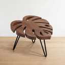 Novabright Monstera Leaf Short Plant Stand Small Wooden Plant Stool Stand Risers Pedestal Display Decorative for Flower Indoor Outdoor Rustic Farmhouse Table Balcony Home Office Bedroom Decor