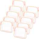 Tbestmax 10 Pack Clear Cosmetic Bags Makeup Bags Portable Waterproof TSA Approved Travel Toiletry Bags Large Organizer Peach Pink, 9.8" x 7.1" x 2.4"