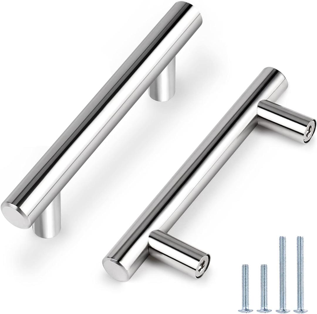 Probrico (6 Pack) Cabinet Handles 3 Inch Polished Chrome Cabinet Pulls 5 Inch Length Drawer Pulls Stainless Steel Kitchen Cabinet Hardware Chrome Modern Drawer Pulls