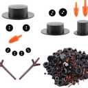 800pcs Christmas Snowman DIY Craft Kit Including 80 Mini Black Top Hats, 80 Carrot Snowman Noses, 160 Snowman Hands, 480 Tiny Black Buttons for Christmas DIY Snowman Crafting, Sewing, Party Supplies