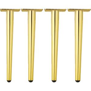 Osring 14 Inch Furniture Table Legs Golden, Steel Round Tapered Modern Sofa Feet, Straight Metal Furniture Legs Hardware for Cabinet and Couch, 4 Pack