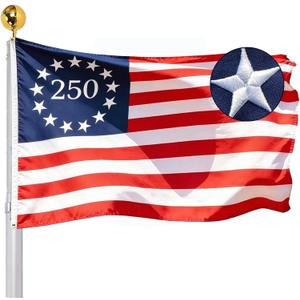 Embroidered 250 Years Betsy Ross USA Anniversary Flag 3x5 Flag Outdoor- 1776 2026 250th Patriot American Commemorative Flags Heavy Duty Nylon Sewn Stripes With 2 Brass Grommets for Celebration