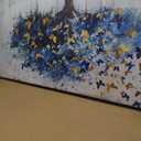 Large Framed Modern Tree of Life Wall Art, Navy Blue Canvas Abstract Prints Paintings Artwork, Big Tree and Butterflies Pictures Home Decor for Living Room Bedroom Hallway 57x28.5 Inch