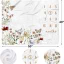 Baby Monthly Milestone Blanket for Girls, 40"x50" Wildflower Newborn Photo Props, 12 Month Growth Chart