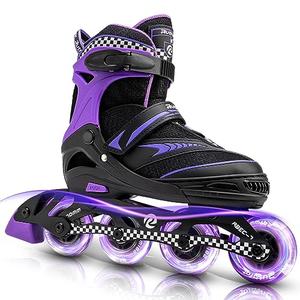 Ruthfot Adjustable Inline Skates for Boys and Girls with Full Light Up Wheels, Outdoor Rollerskates for Kids and Women, XL, 42