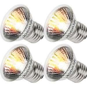 4-Pack 50W UVA Bulbs, Fit E26 Heat Reptile Lamp, Light Turtle Heat Lamp for Reptiles and Amphibian Tanks, Terrariums and Cages, Works with Various Lamp Fixtures