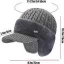 Blocking Knitted Hats with Ear Flaps and Wool Brim, Outdoor Warm Fleece Lined Knit Hat Stocking Caps for Men Women