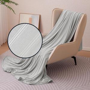 Amazon Basics Striped Cooling Blanket for Hot Sleepers, Reversible Lightweight Thin Throw Blanket for Bed, Couch and Sofa, Twin XL (60" x 90"), Gray Striped