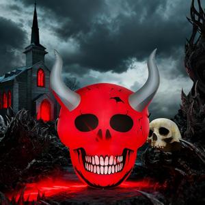 Halloween Inflatables Ghost Decorations Outdoor - 4 FT Horror Red Skull Halloween Blow up Yard Decorations Cute Ghost with LED Build-in for Garden Lawn Indoor Party Decor