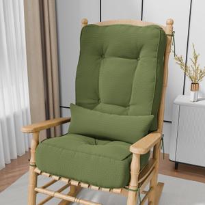 5" Rocking Chair Cushions with Pillow, Water Fade-Resistant, 17"x17"x5"+22"x17"x5"
