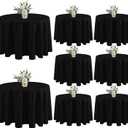 Fitable 8 Pack Black Table Cloths 120 Inch Round  Stain Resistant and Washable Tableclothes, Polyester Fabric Table Covers for Wedding, Party, Banquet, Formal Events
