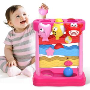 Musical Toys for 1 2 3 Years Old Toddlers Girls, Interactive Feeding Toy with Music & Balls, Montessori Education Toys for Baby 12-18 Months, Christmas Birthday Gifts for Aged 1-3 Year Toddler