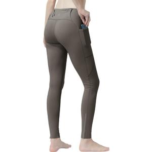 Women's High Waisted Moisture - Wicking Yoga Leggings with Pockets, Reflective Stripes & Shirt Loop for Active Lifestyle (Gray, L)