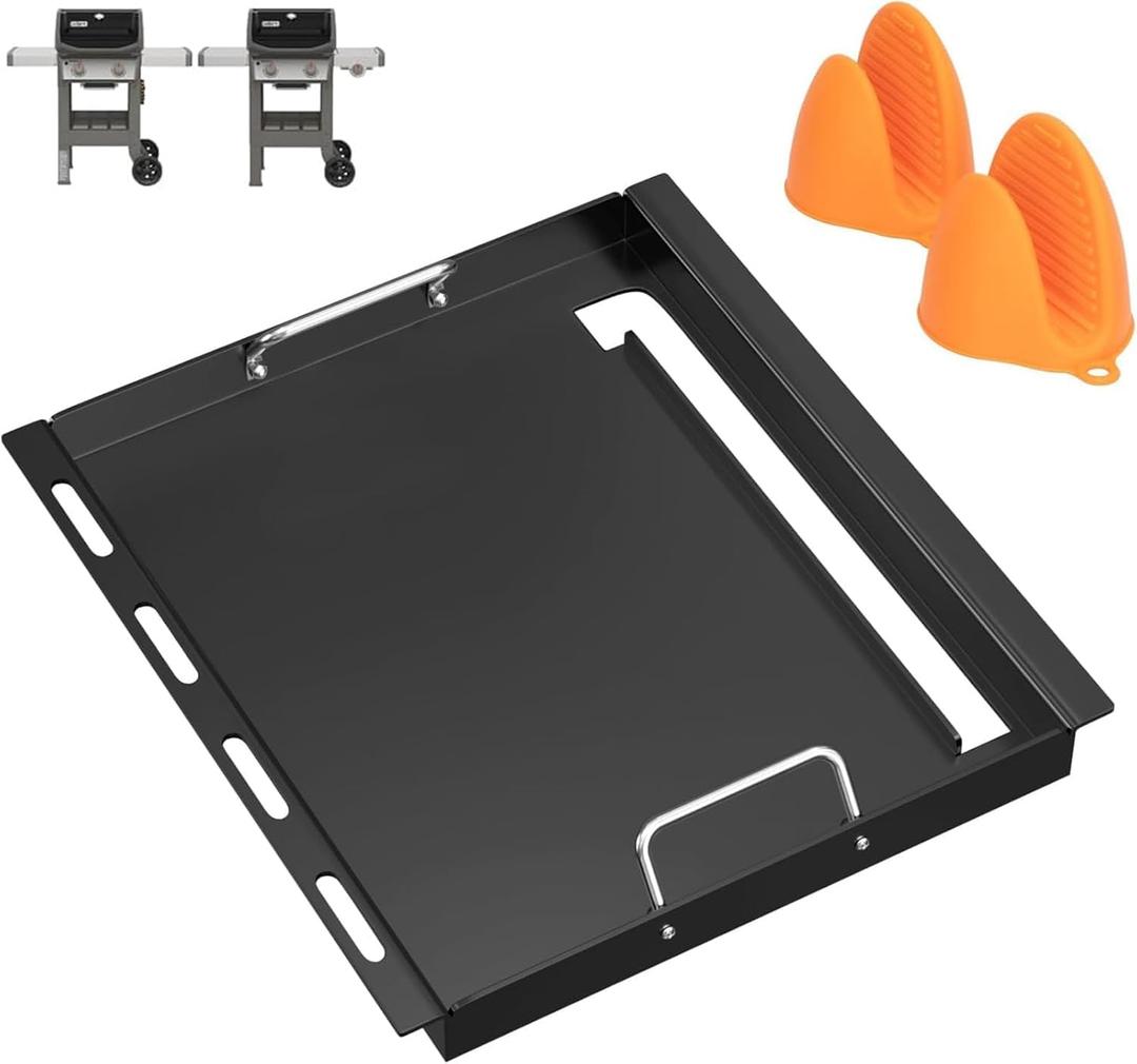 Full Size Griddle for Weber GS4 Spirit II & I E210 E220 S210 S220,Spirit 2 Grill Parts Grill Flat Top Insert w/Handles, 7637 64815 6702 Replacement Parts for Weber Spirit 2 Griddle Insert,Carbon Steel
