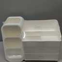 HBlife Makeup Organizer with Brush Holder for Vanity, Large Plastic Bathroom Countertop Organizer Skin Care Storage, Easy to Store Lipsticks, Nail Polishes, Perfumes, Eyeshadow Palettes, All White