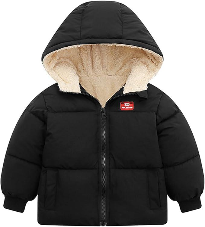 Toddler Baby Winter Coat Boys Girls Light Hooded Down Jacket Kids Thicken Warm Lined Fleece Puffer Jackets Outerwear Size 100/3-4T