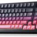 AULA S99 Pro Keyboard, Wireless Keyboards with Media Knob Custom RGB Backlit, 3-Modes BT/2.4G/USB-C Membrane Gaming Creamy Keyboard for Windows/MAC/PC Gamer - Black Pink