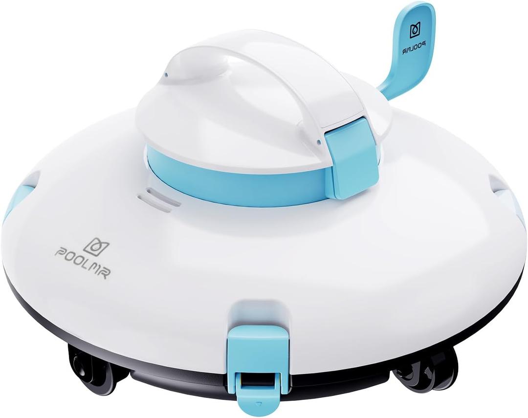PoolMr Cordless Robotic Pool Cleaner - Above Ground Pool Vacuum - 52 Ft/Min Speed, Dual-Motor, IPX8 Waterproof, Self-Parking, Pool Vacuum Cleaner for Flat Swimming Pools, Blue