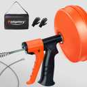 50 FT Drain Snake Auger - AUTO FEED- Flexible & Powerful Snake Drain Hair Remover Tool, for Kitchen, Shower & All Drains - Manual or Drill-Powered with Gloves, Storage Bag (50FT)
