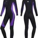Wet Suits for Women Men Full Body 3MM Neoprene Wetsuit Diving Suit in Cold Water, Long Sleeves Front Zip Scuba Wetsuits One Piece Thermal Swimsuit for Surfing Snorkeling Swimming (S, 3MM Women Purple)