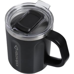 Stainless Steel Coffee Mug with Handle, 16 oz Double Wall Vacuum Insulated Travel Mug Tumbler With Slider Lid, Great Tea Mug for Men and Women (Black)