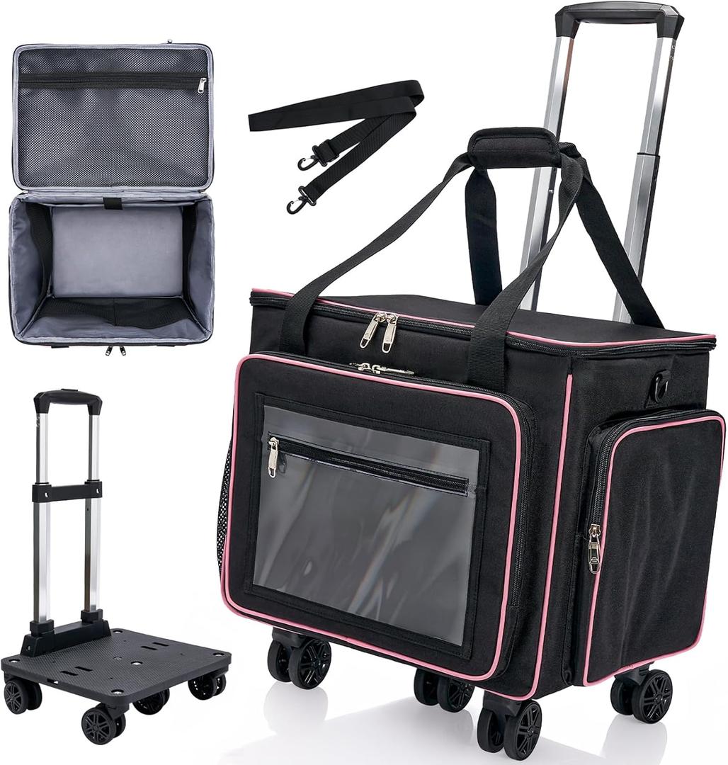 2025 Rolling Teacher Tote Bag with 15.6" Laptop Compartment (Black)