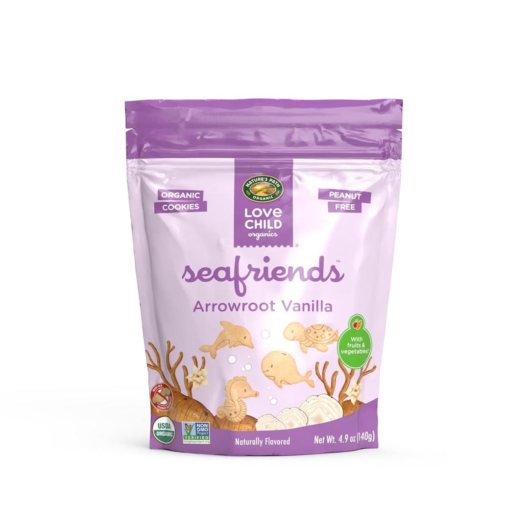 Love Child Organics Sea Friends Arrowroot Vanilla Cookies, 4.9 oz (Pack of 1), Non-GMO, by Nature's Path