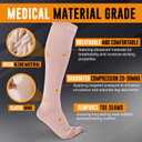 Doc Miller Open Toe Compression Socks, 20-30 mmHg, Toeless Compression Sleeves for Legs, Knee High Stockings for Shin Splints, Varicose Veins, Travel, Calf Support & Muscle Recovery, Men & Women, Pair, X-Large, Skin/Nude