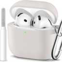 for Airpods 4th Generation Case Cover(2024),Soft Silicone Full Protective Case for AirPods 4 Case with Keychain & Cleaner Kit,Compatible with Apple Airpods 4 for Women,MenStarlight