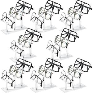 Ripeng 8 Pcs 3 Tier Acrylic Sunglasses Rack, Eyeglasses Stand, Sunglass Holder, Glasses Clear Eyewear Organizer Holder Display Risers for 3 Glasses Frame Shop Home Storage, 2. 56 x 6. 1 x 5 Inches