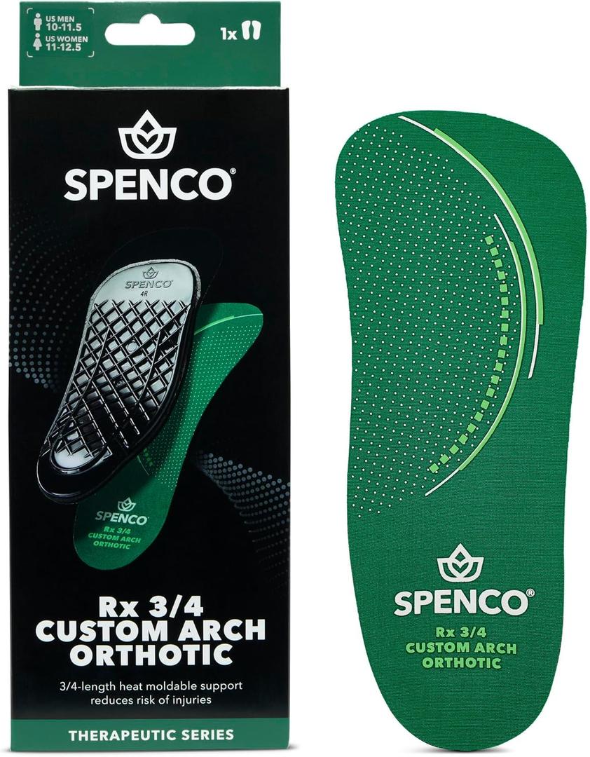 Spenco Rx Orthotic Arch Support 3/4 Length Shoe Insoles Women's 11-12.5/Men's 10-11.5