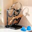 Twostubir Pot & Pan Lid Holder, Universal All-Size Stand - Heat-Resistant Spoon Rest, No Assembly, Easy to Clean, Removable Drip Tray, Silicone Anti-Scald Glove, Countertop/Cabinet Organizer