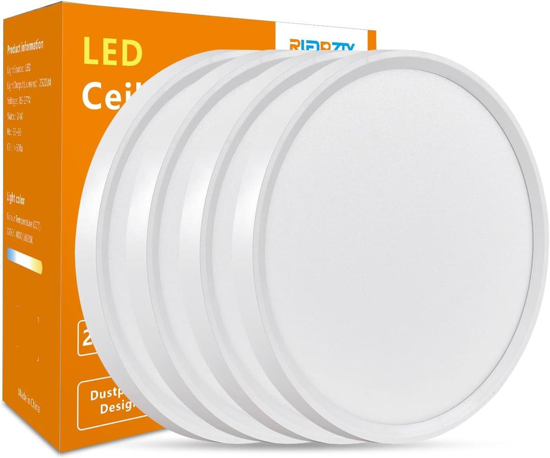 Led Flush Mount Ceiling Light,16 Inch 32w 3480lm,3000k/4000k/6000k 3CCT Selectable, Round Modern Flat Panel Super Slim Led Ceiling Light,for Living Dining Kitchen Bedroom Room (4Pack-White)