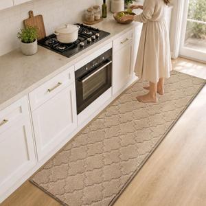 COSY HOMEER Kitchen Runner Rugs Non-Slip Absorbent 24"x72", Beige