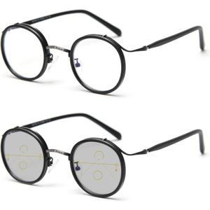 COTIA Reading Glasses Transition Photochromic Progressive Multifocus Reader for Men/Women Classic Round Eyewear