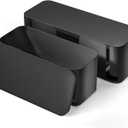 YECAYE 2 Pack Cable Management Box, Pet Friendly Cable Box Organizer for Home & Office, Child-Proof Floor Cord Cover, Cord Management and Cord Hider, Black
