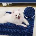 Washable Dog Bed Mat Ultra Soft Dog Crate Pad Comfy Fluffy Pet Kennel Beds Sleeping Mattress for Dogs, 36 x 23 Inch, Blue